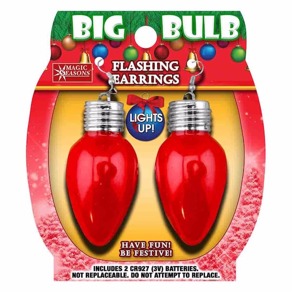 Magic Seasons Magic Seasons Christmas Big Bulb Flashing Earrings Plastic 1 pk 702442 - main